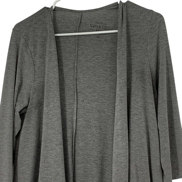 Womens Torrid Cardigan Open Front Gray Club Size 00 XS Swing 3267 - Picture 2 of 7